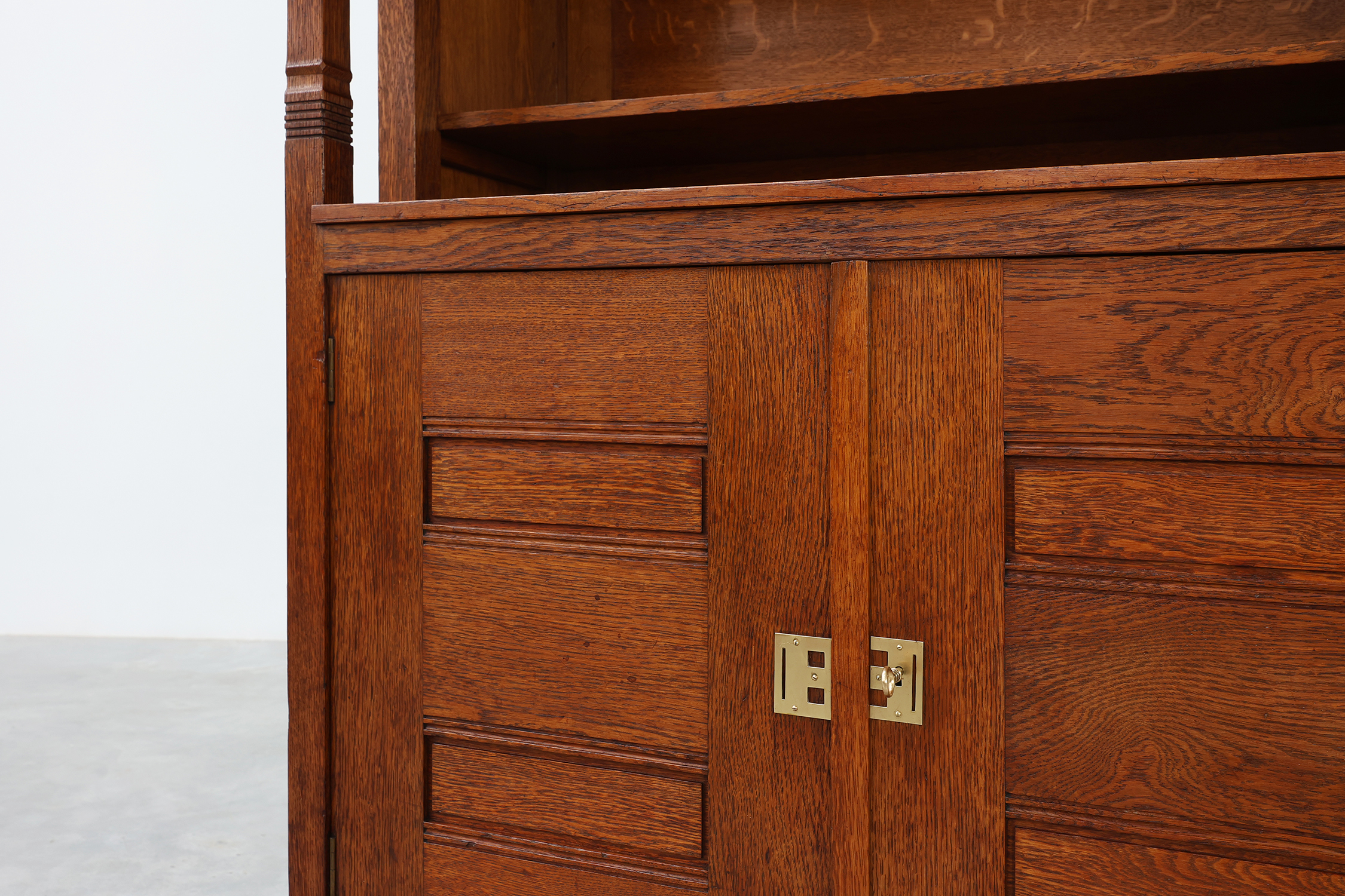 Jugendstil oak cabinet with open shelf section, Netherlands ca. 1900thumbnail